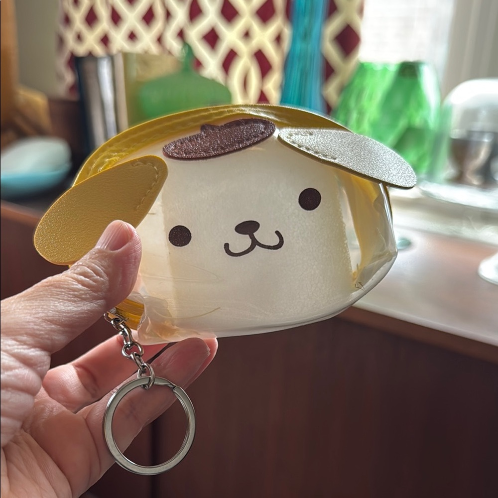 Charming Pompompurin Coin Purse with Yellow Ears and Beret, Leather-like Accents